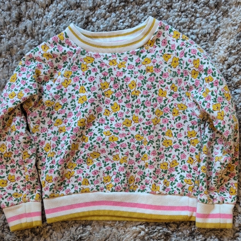 Boden Kids Floral Sweatshirt - Yellow and Pink